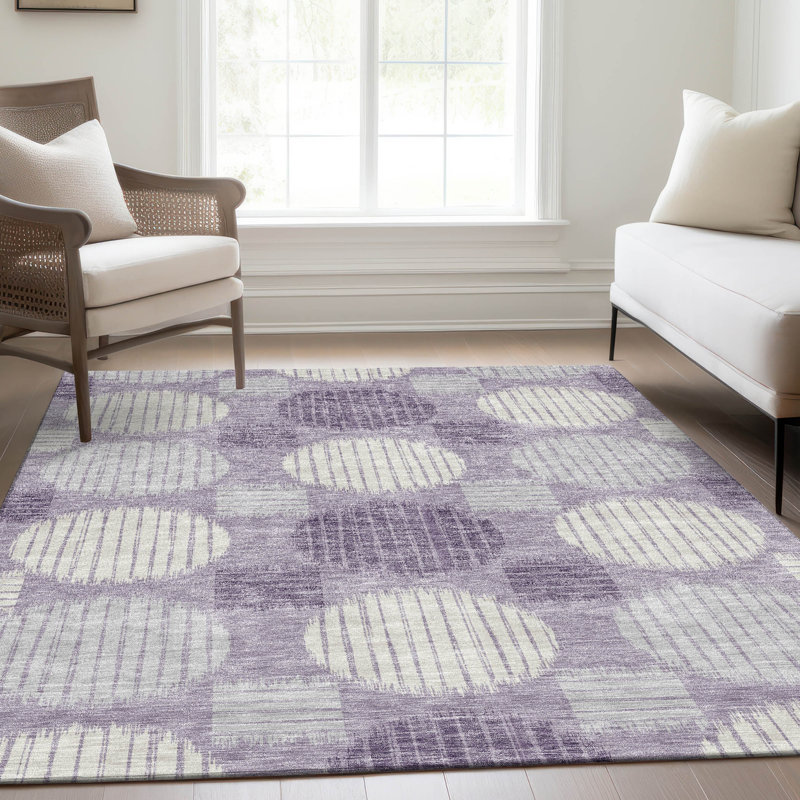 Premium Machine Washable Prisco Purple Rug, Rectangle 9' x 12'