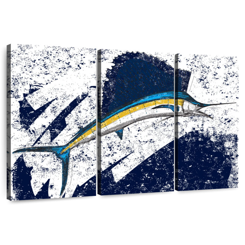 Grunge Style Sailfish, 48" H x 74" W
