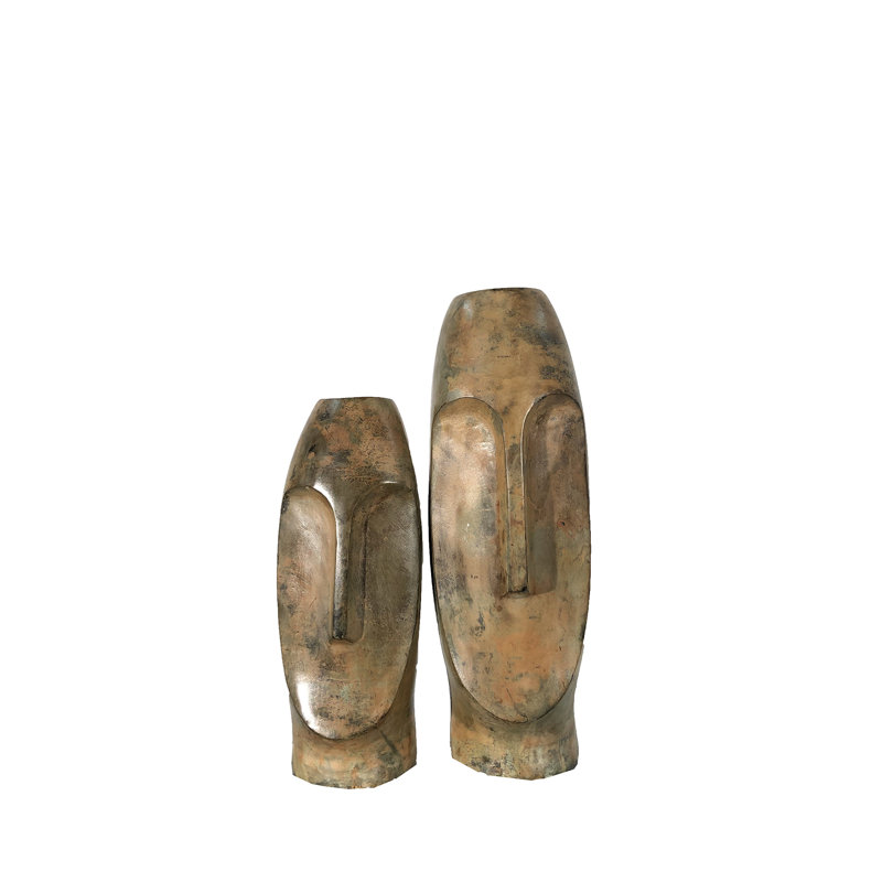 Bronze Face Vase Sculpture Set