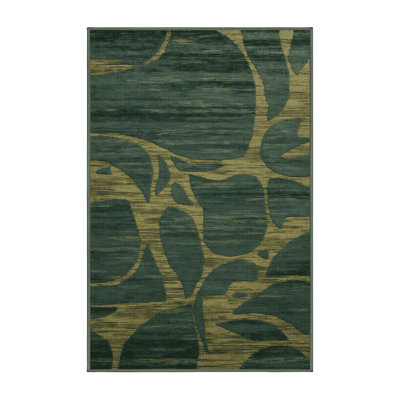 Tapis abstrait vert lavable à la machine