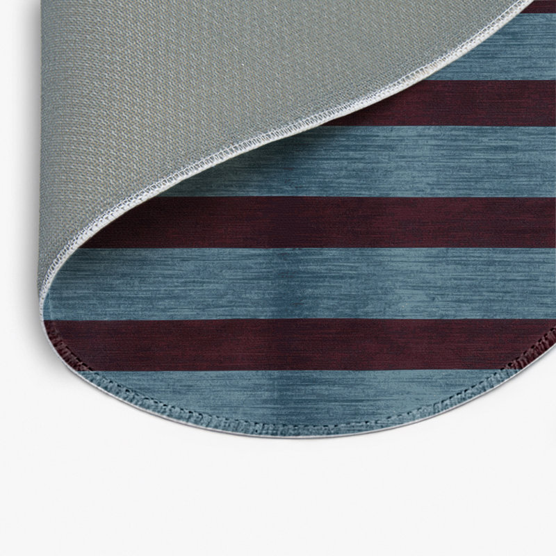Tapis intérieur / extérieur rouge HorizontalStripes, Rond 5 pi