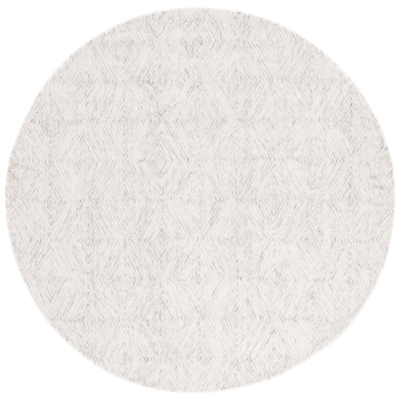 Tapis géométrique en laine / coton touffeté à la main Suhayl, Rond 6 pi