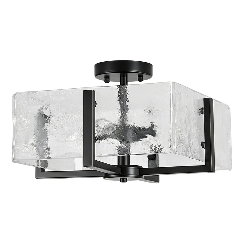 Plafonnier semi-encastré carré moderne en verre, luminaire rétro 4 lumières pour vestibule, salle de bain, salle à manger, vestibule
