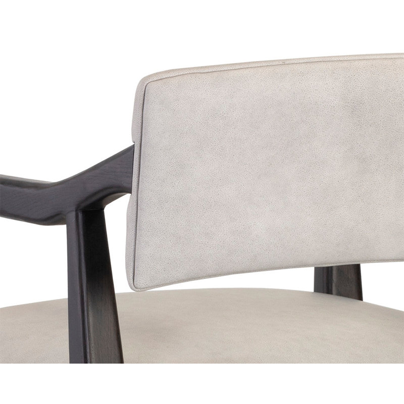 KEAGAN BARSTOOL - BRENTWOOD CHARCOAL LEATHER, Light Gray Leather, Counter Stool (26.50" Seat Height)