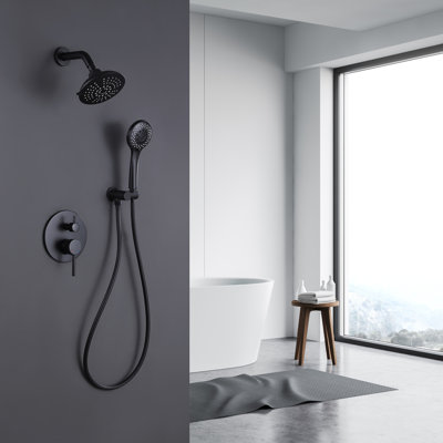 Wall Mounted Concealed Complete Shower System Solid Brass Rough-in Valve with Diverter