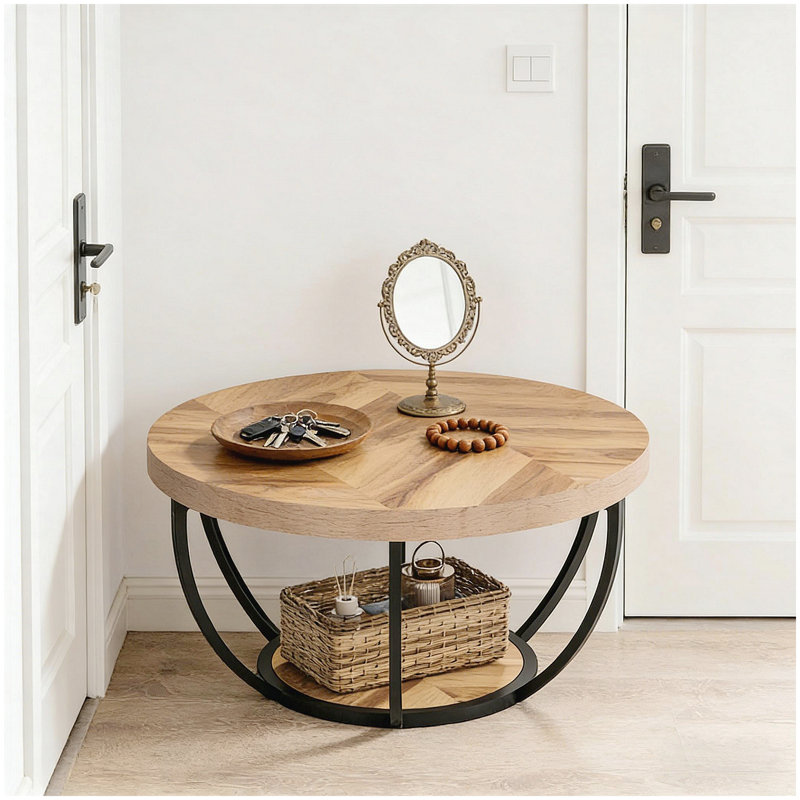 Table basse ronde à 2 niveaux, Duplicata brun clair