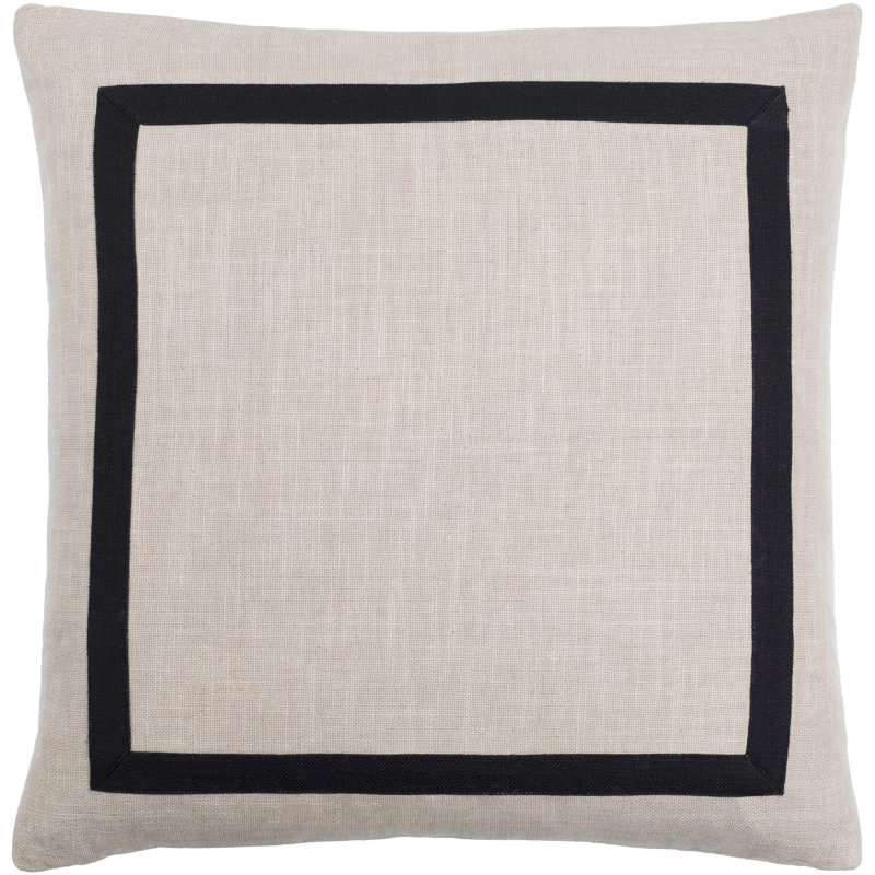 Ellinor Cotton Throw Pillow, 20" x 20", Polyester/Polyfill, Beige / Charcoal