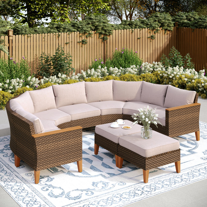 Ensemble de conversation modulaire avec coussins Argyri, Beige