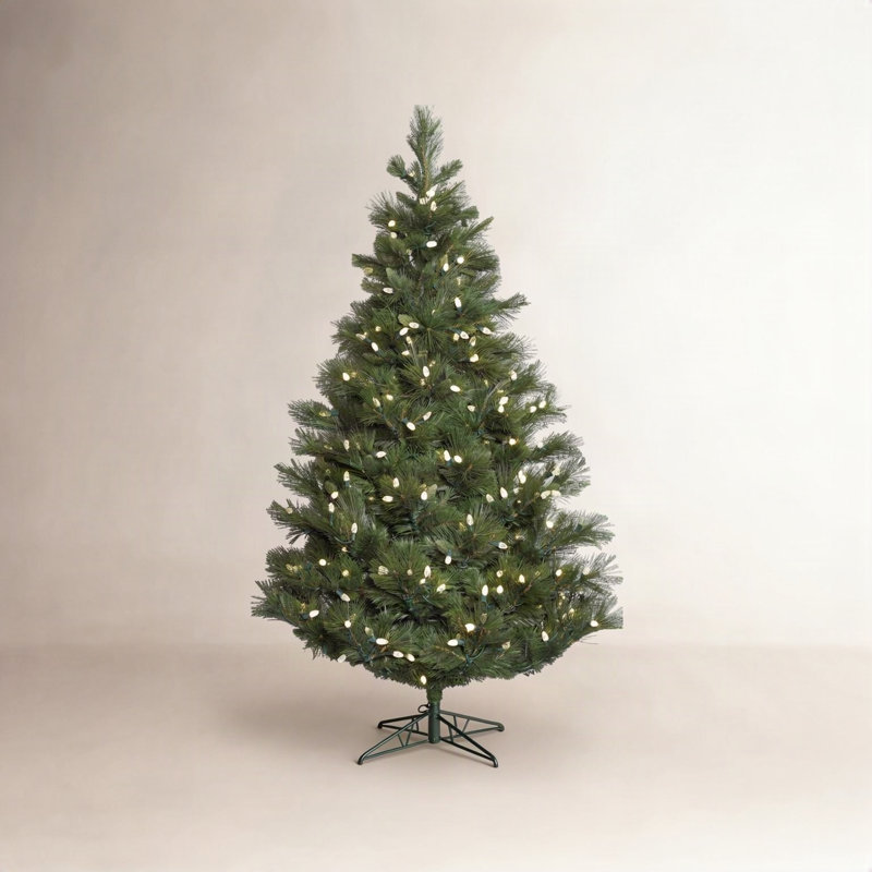 Norway Lighted Artificial Pine Christmas Tree, 7.5' H, Clear/White Lights