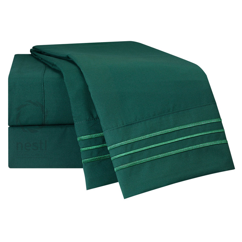 Microfiber Striped Sheet Set, Twin Sheet Set + Fitted Sheet + 1 Pillowcase