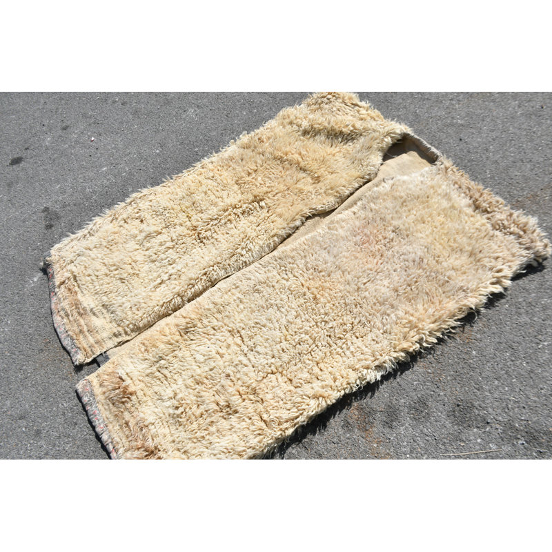 Tapis décoratif turc beige fait à la main, idéal pour l'entrée dans la chambre à coucher et la décoration intérieure