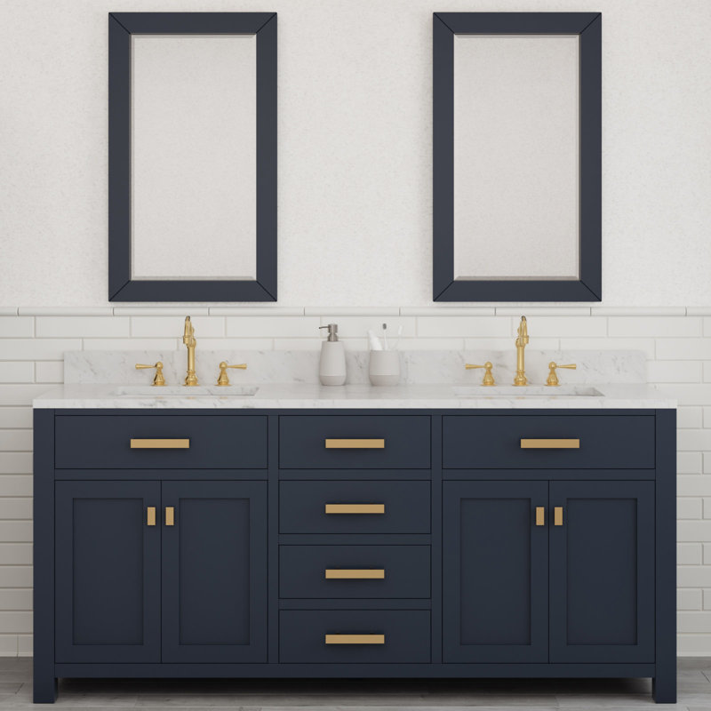 Ensemble de meuble-lavabo double 72 po Minnetrista, Bleu monarque, Laiton satiné
