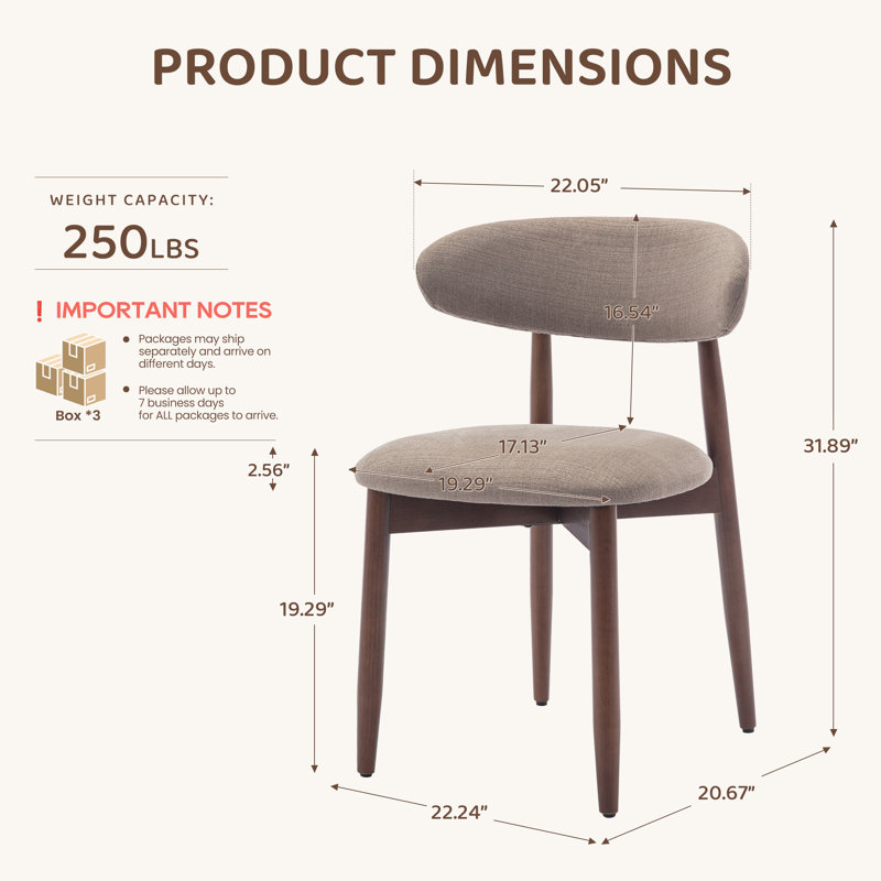 Chaise d'appoint rembourrée en bois massif Solon, Chameau