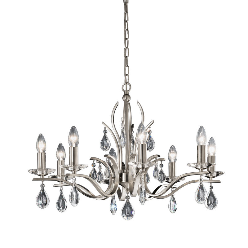 8 - Light Candle Style Chandelier, Satin Nickel