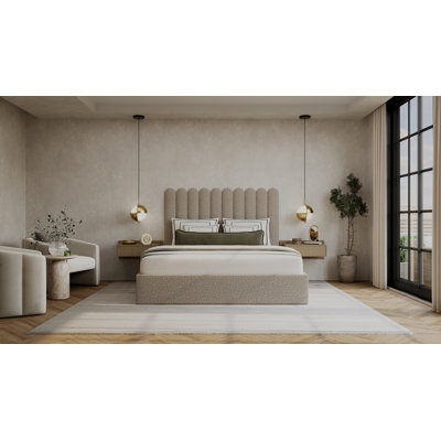 Panneaux muraux de tête de lit festonnés VANT, panneaux décoratifs verticaux rembourrés, tissage prestige, disposition Navagio, ensemble de 20