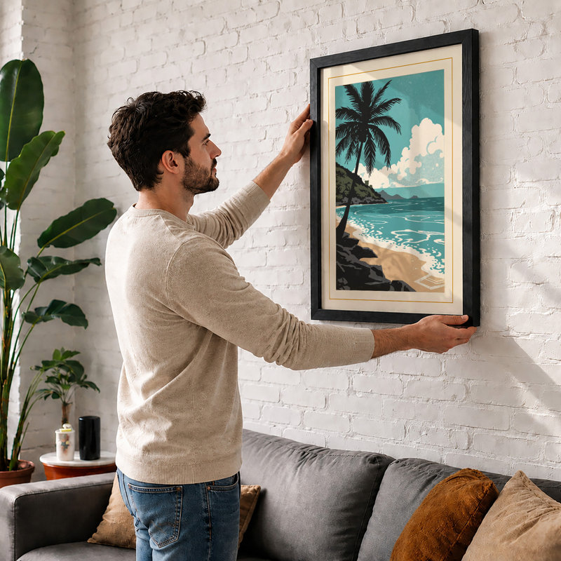 Tropical Palm At Dawn Coastal - Print, Unframed, A1 - 84.1 x 59.4 cm