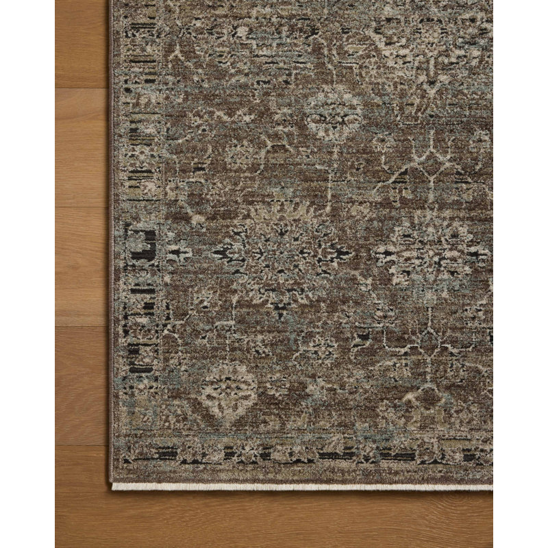 Loloi Soraya Bark / Lagoon Traditional Area Rug, Square 1'6"