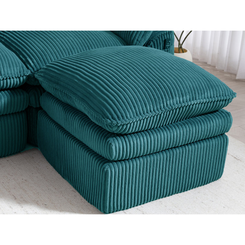 104'' Reversible Upholstered L-Shape Sectional Sofa, Green