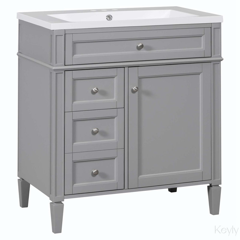 Meuble-lavabo 30 po avec lavabo en céramique, Gris