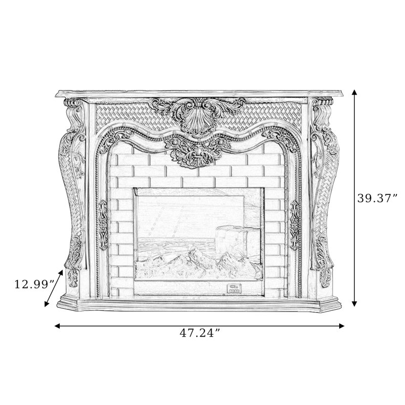 Solid Wood Electric Fireplace, Beige