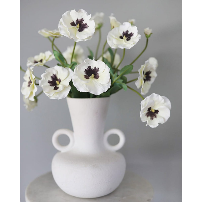 Lavender Purple Silk Pansy 21", White