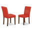 Ensemble de salle à manger 7 pièces composé d'une table de salle à manger rectangulaire et de 6 chaises parsons revêtues de similicuir rouge Firebrick Acajou-791976190-791976191-706902876