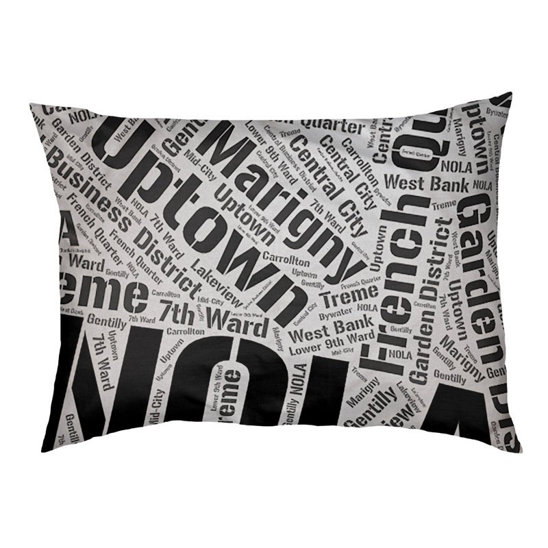 Coussin de chien « districts », Très grand (H 17 po x l 50 po x P 40 po), Noir, Nouvelle-Orléans