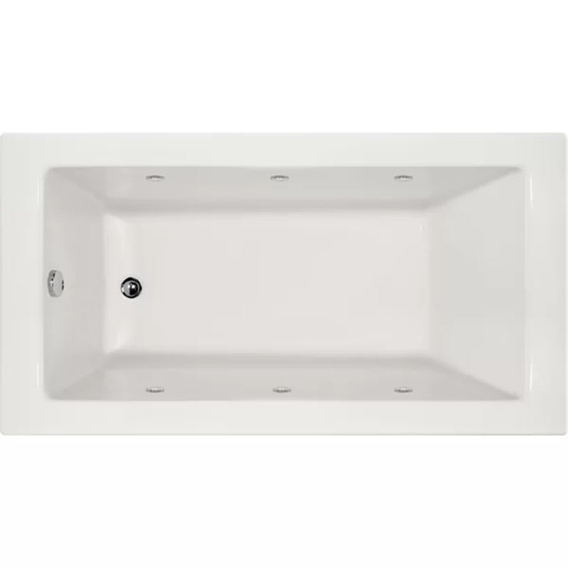 Sydney 60'' L Whirlpool Bathtub, White, Left, Polished Chrome