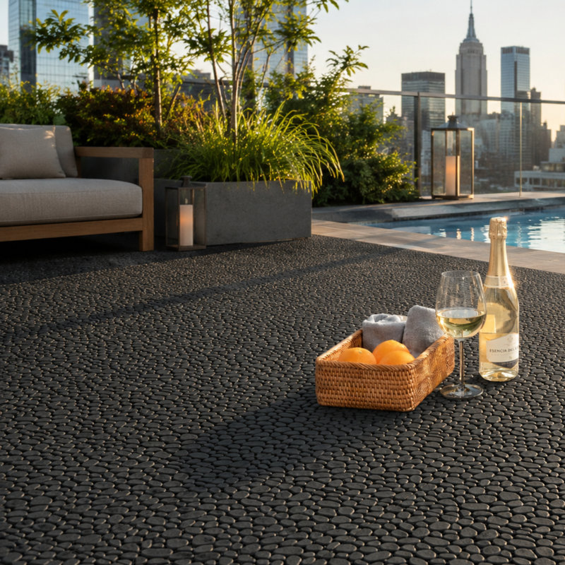 Carreaux de terrasse en plastique, Noir