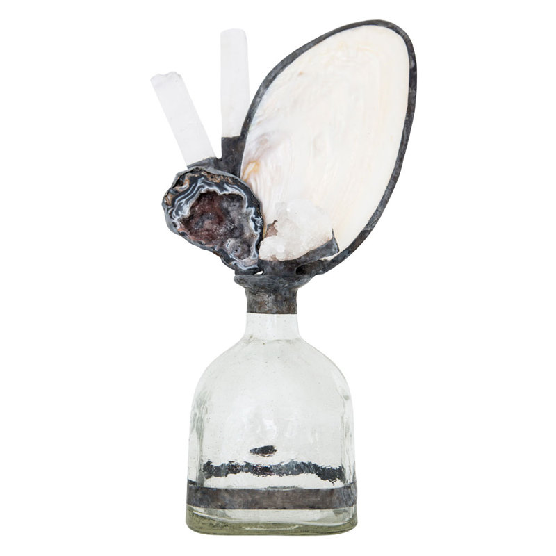 Bouteille décorative en cristal transparent 14 po Shell, 15"D x 8"W x 3"D