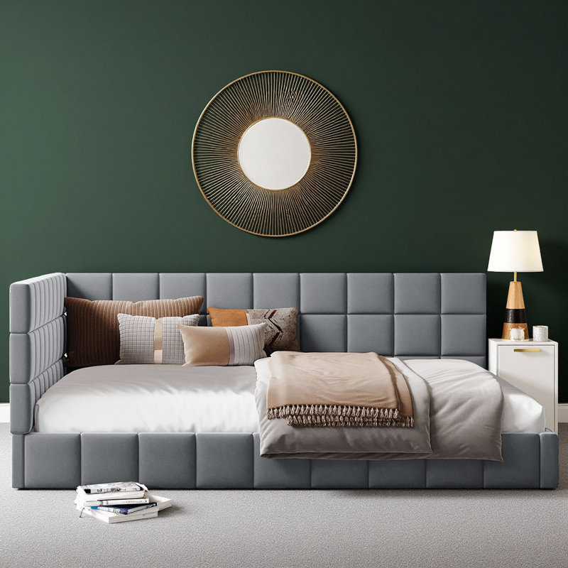 Lit plateforme tapissier Classic, Gris