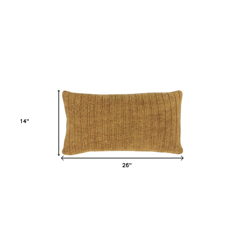 Nakeya Knitted Linen Throw Pillow, Gray, 14" x 26", Rectangle