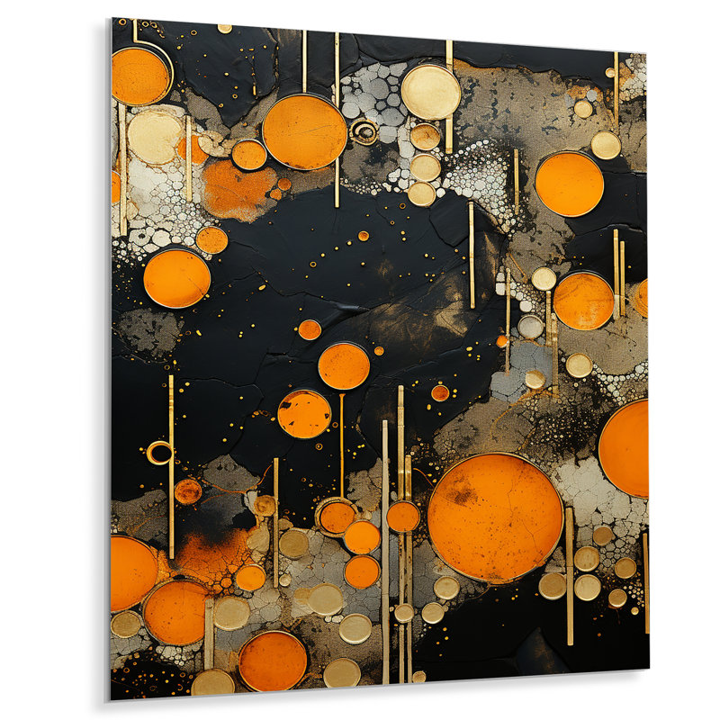 Orange et gris Amazonite pierre collage - art mural en métal géode de pierre, H 32 po x l 24 po x P 1 po