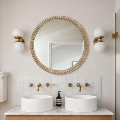 Solid Wood Round Mirror