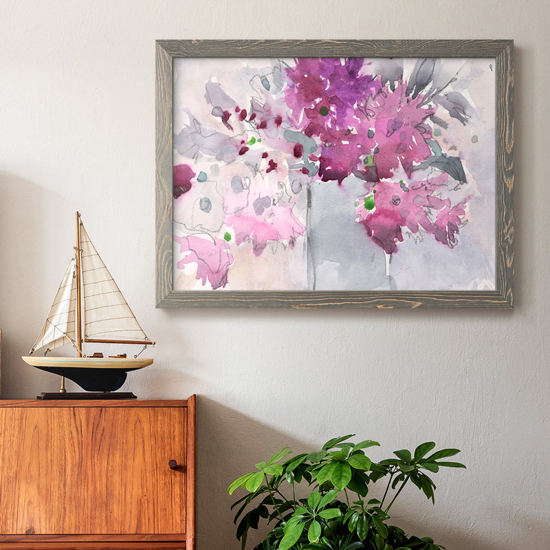 Cadre floral I, Gris, H 14 po x l 20 po