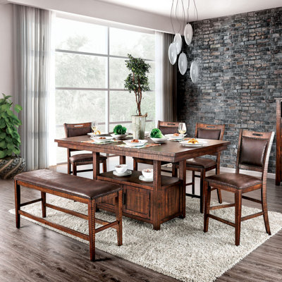 Ashlyn Wood 6-Piece Counter Height Dining Table Set