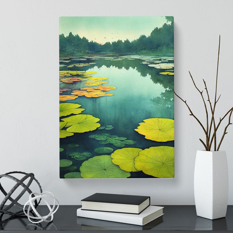 Watercolour Pond Vol.2 - Wrapped Canvas, 50cm H x 35cm W x 3cm D