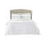 Courtepointe en microfibre blanc très grand / très grand blanc à volants, housse 100% avec coussin contrastant 4 pièces à volants avec très grand jeté, look élégant-127364626