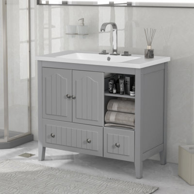 Mohtad 36'' Free Standing Single Bathroom Vanity with Solid Wood Top -  Winston Porter, DBEDA96CA96A421C9938E23A40B8ED0A