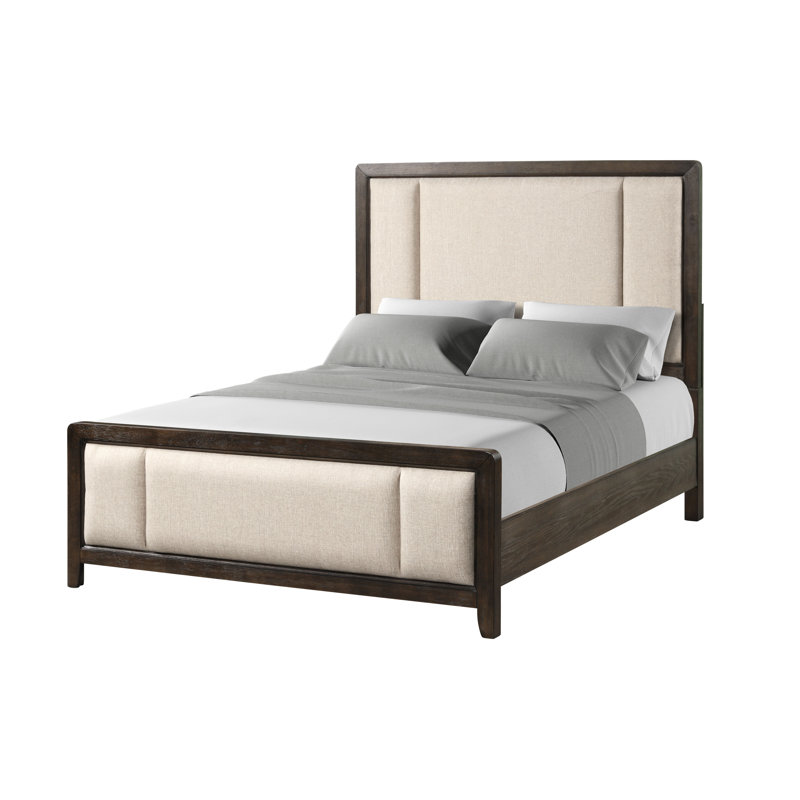 Elegant Upholstered Bed with Solid Wood Frame