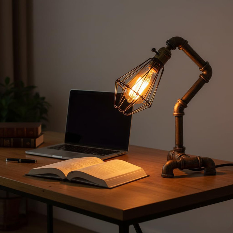 Metal Desk Lamp, Rustic Red