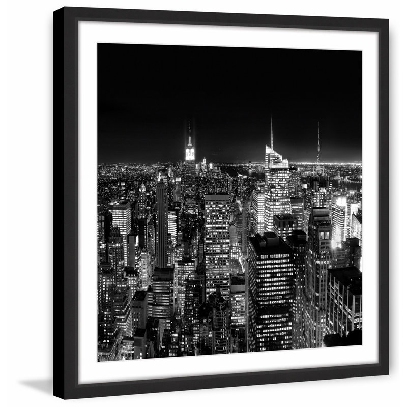 « new york cityscape 2 », reproduction d’art encadrée, H 12 po x l 12 po