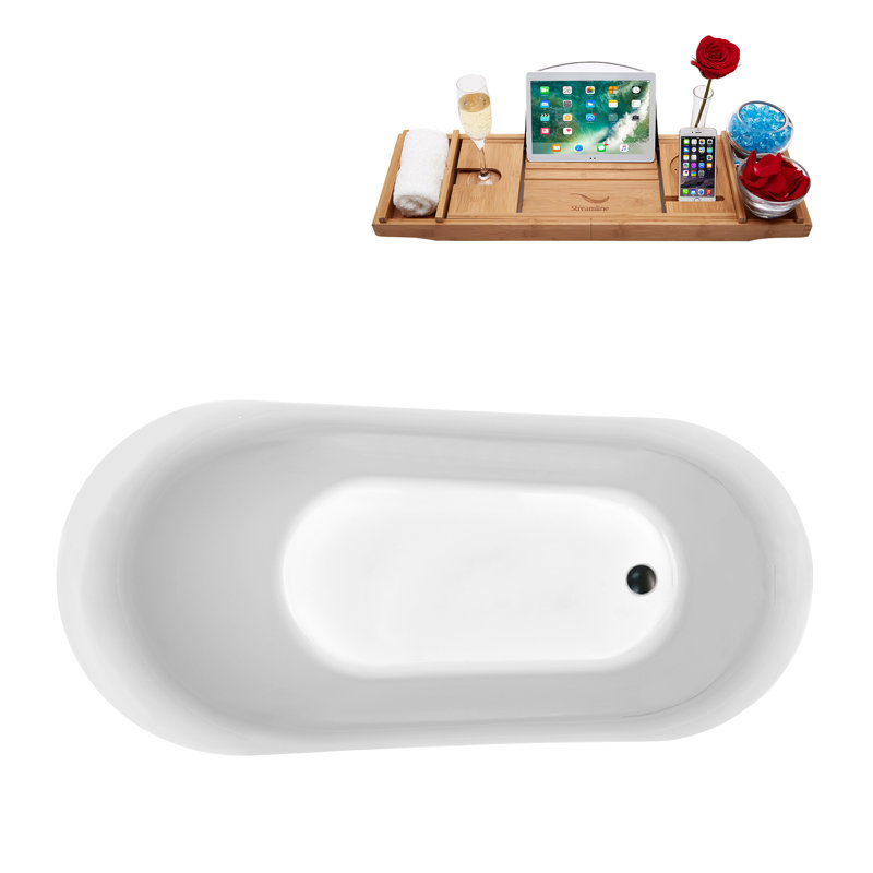 1501.1mm x 739.1mm Freestanding Soaking Acrylic Bathtub, Matte Black