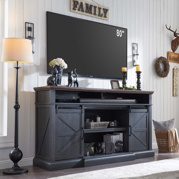 Preston II 80 TV Stand with Storage, Drawers, Shelves, Doors, and
