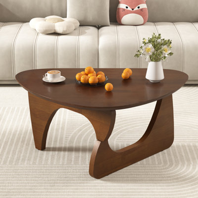 Table basse triangulaire 100% bois massif - Table basse moderne Mid-Century pour le salon, table à thé moderne pour la maison, 34,3 x 23,6 x 16,5