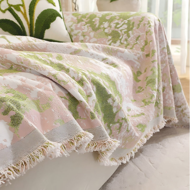 Housse de canapé rétro en jacquard pour canapé modulaire à motif floral, H 134 po x l 71 po x P 1 po