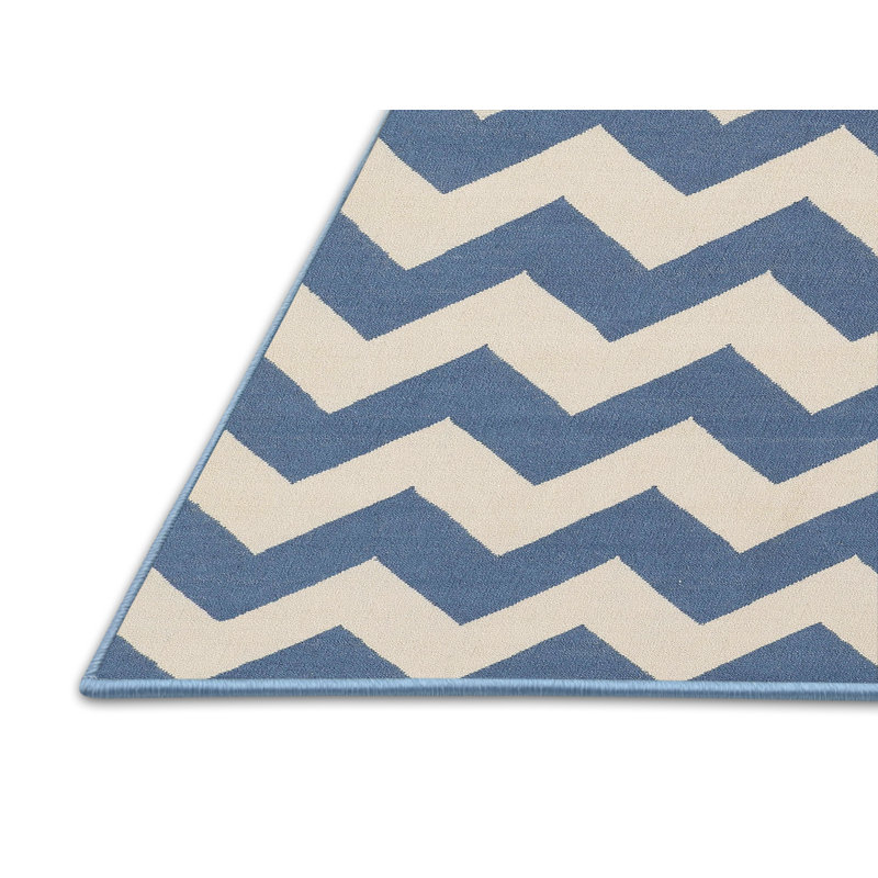 Tapis bleu/beige contemporain, Rectangle 5 pi x 7 pi