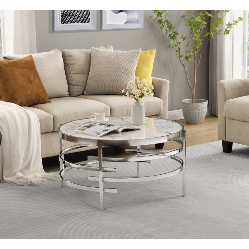 Table basse Ballintrae, Argent argent, H 17,72 po x l 32,48 po x P 32,48 po