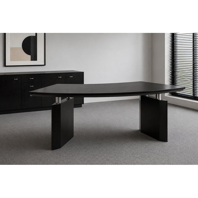 Bali Black Veneer Curved Executive Desk, Wenge