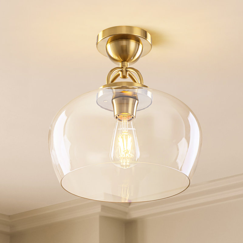 Burstyn 1-Light Modern Metal & Glass Flush Mount Ceiling Light for Hallway